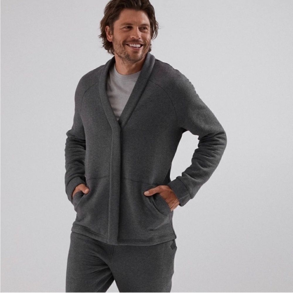 Lunya Lahgo Restore Double Faced Cardigan Sweater Grey NEW